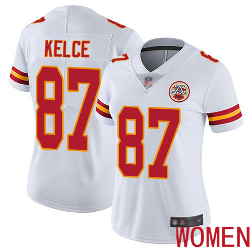 Women Kansas City Chiefs #87 Kelce Travis White Vapor Untouchable Elite Player Football Nike NFL Jersey->nfl t-shirts->Sports Accessory